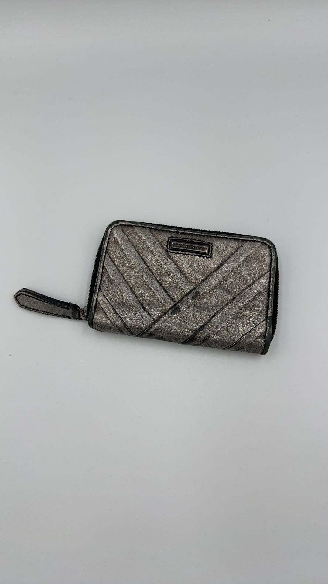 BURBERRY バーバリー コインケース レザー 小銭入れ ミニウォレット コンパクト財布 グレー 中古