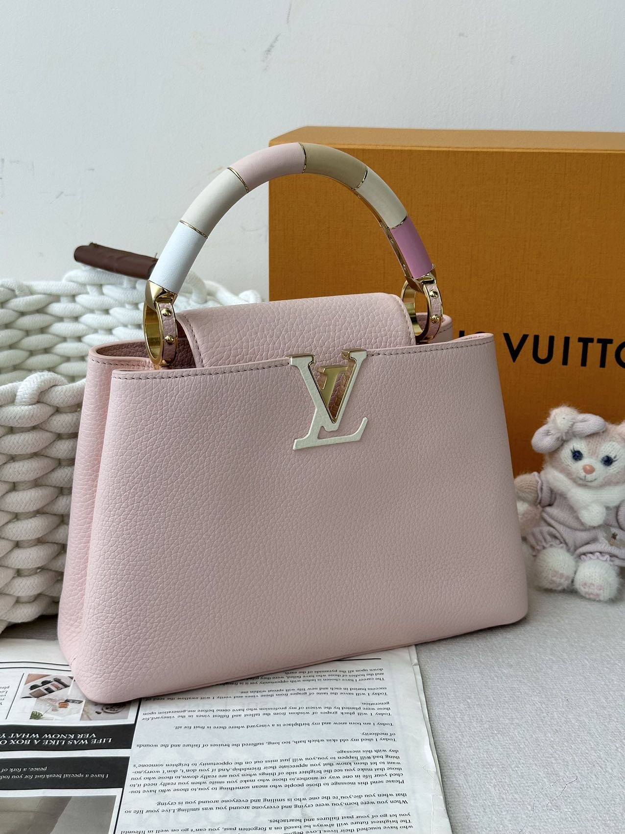 LV CAP彩色手柄 粉色 芯片款 附件：尘袋 肩带